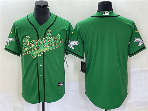 Philadelphia Eagles Blank Green Cool Base Stitched Baseball Jersey